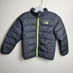 The North Face Boys Size‎ S Down Puffer Jacket 550 Dark Gray *READ